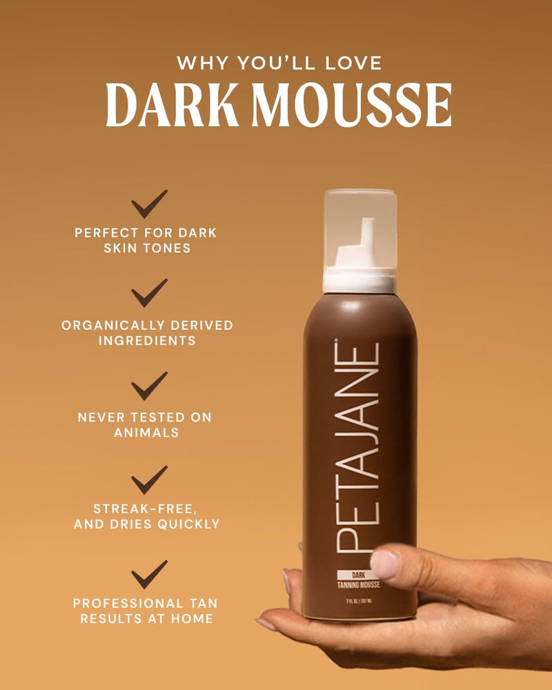 Peta Jane Dark Tanning Mousse 7oz - Sunless Self-Tanner for a Natural, Streak-Free, Organically Derived, Lightweight & Fast Absorbing, Non-Sticky, For All Skin Types, Vegan & Cruelty-Free - Image 2