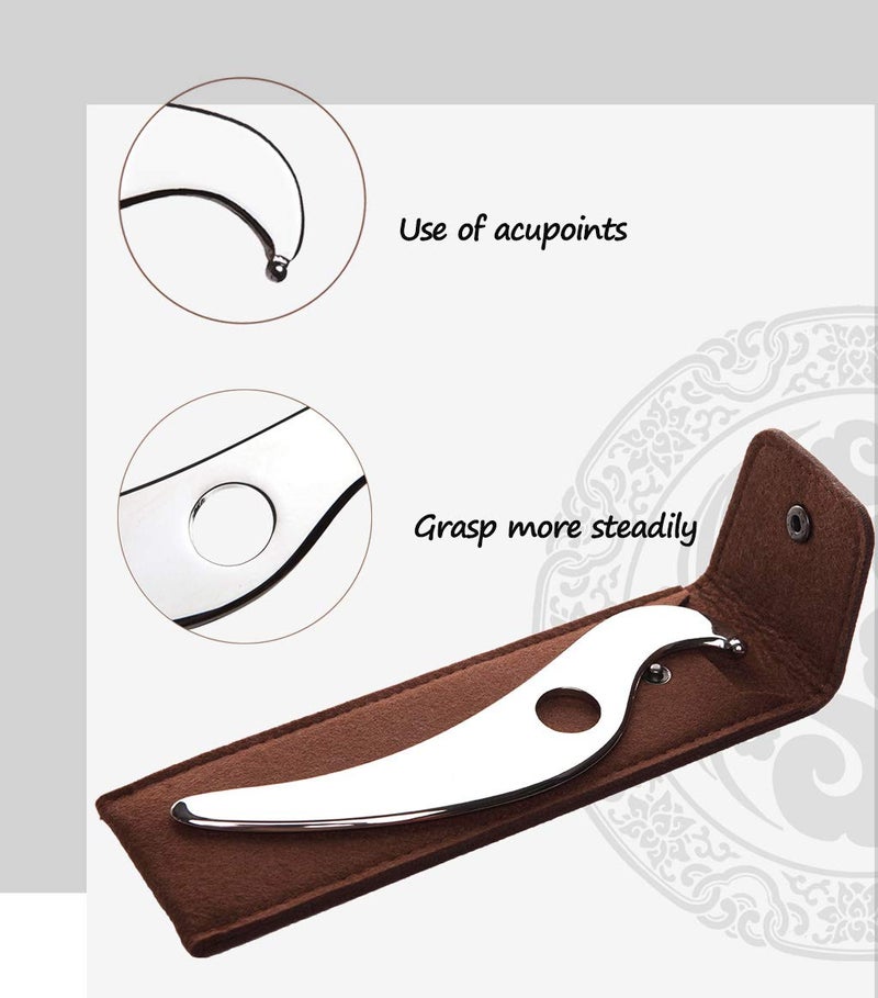 Allshow Gua Sha Tool - Medical Grade Stainless Steel Scraping Massage Tool, IASTM Tool for Relaxing Soft Tissue, Reduce Head, Neck, Back Pain - Image 2