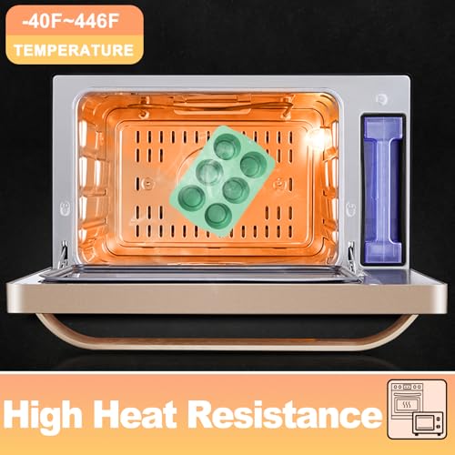 QELEG Silicone Mini Cake Mold, 3D Silicone Mousse Cake Baking Mold 3" Tall Cylinder Chocolate Baking Molds for Cakes, Brownie, Pudding, French Dessert, Pastry, Ice Cream, Mint Green, 6-Cavity - Image 4