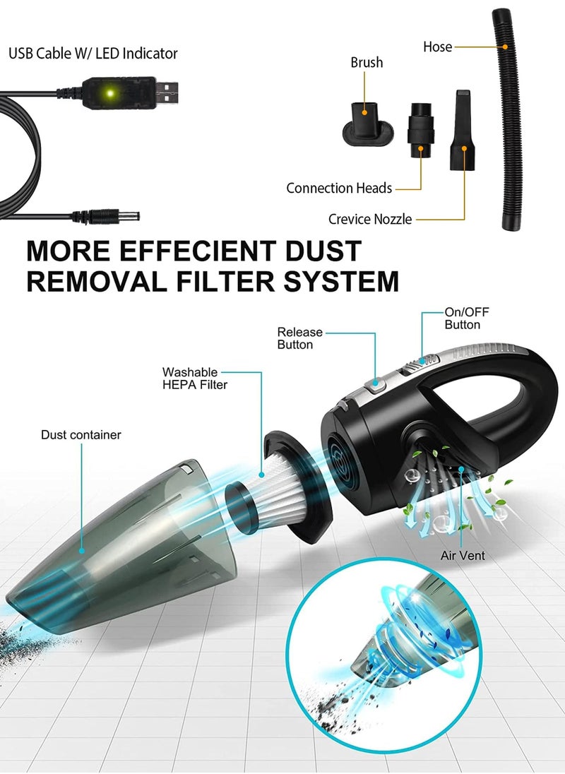 Generic Rechargeable Handheld Car Vacuum Cleaner Wet Dry Cordless Mite Remover Portable Strong powerful Suction For Home Automotives Dust Pet Hair Sofa Carpet Cleaning Computer Keyboard  - Image 3