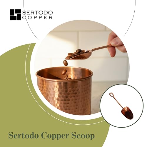 Sertodo Copper Scoop for Coffee and Spices | Solid Copper, Heavy Gauge, Hand Hammered | Copper Handle | 1oz / 2 TBSP Capacity - Image 4