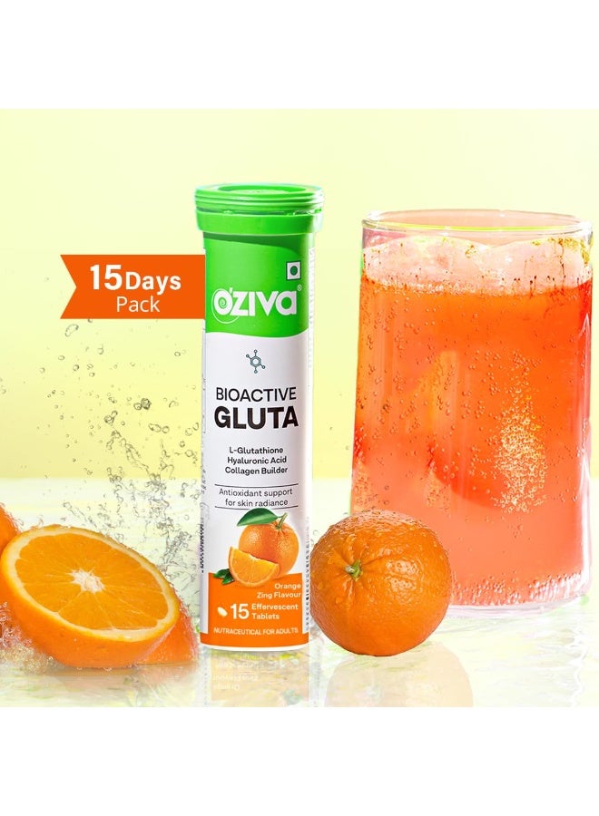 OZiva Bioactive Glutathione Tablets for Radiant Skin - 15 Effervescent Tablets | L-Glutathione, Lycopene, Vitamin C for Skin Glow & Anti-Pigmentation|Orange - Image 2