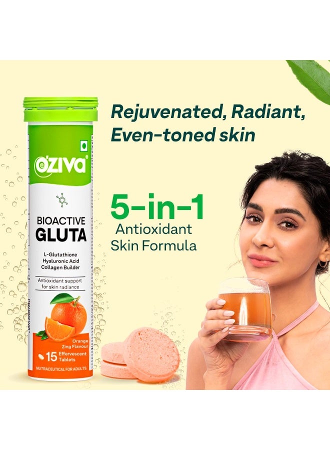 OZiva Bioactive Glutathione Tablets for Radiant Skin - 15 Effervescent Tablets | L-Glutathione, Lycopene, Vitamin C for Skin Glow & Anti-Pigmentation|Orange - Image 3