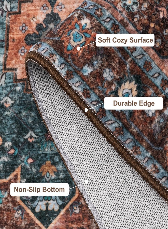 Ciicool Washable Vintage Area Rug, 2x3ft Small Boho Rug, Ultra Soft Rugs for Entryway, Non-Slip Entry Rugs Oriental Low-Pile Indoor Mat Floor Carpet for Entrance Bedroom Kitchen Bathroom Foyer Decor - Image 5
