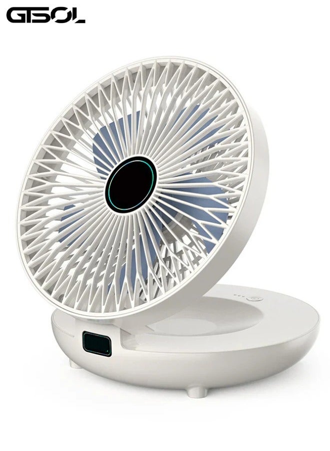 ج ت س آ ل مروحة PowerFan الذكية للاستخدام المكتبي والمطبخ – اهتزاز تلقائي 120°، 3 سرعات، قابل للتركيب على الحائط وخفيفة، محرك DC هادئ، ومزودة بوصل USB - Image 1
