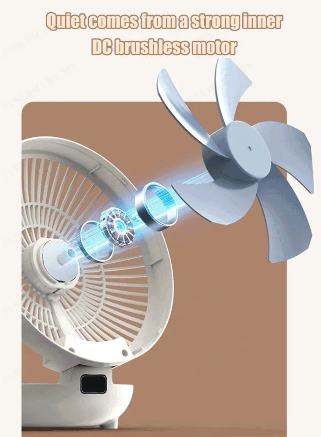 ج ت س آ ل مروحة PowerFan الذكية للاستخدام المكتبي والمطبخ – اهتزاز تلقائي 120°، 3 سرعات، قابل للتركيب على الحائط وخفيفة، محرك DC هادئ، ومزودة بوصل USB - Image 5