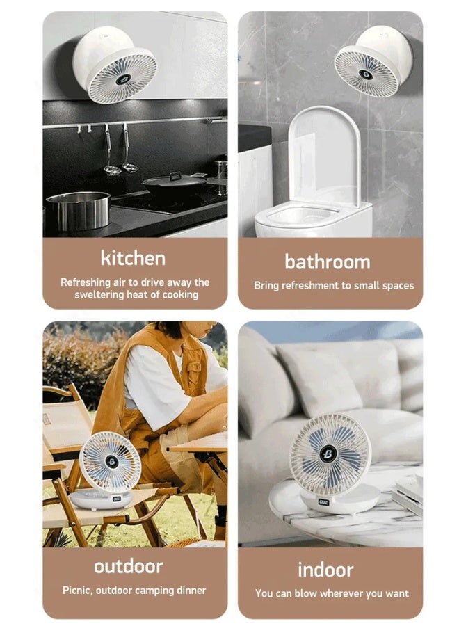 ج ت س آ ل مروحة PowerFan الذكية للاستخدام المكتبي والمطبخ – اهتزاز تلقائي 120°، 3 سرعات، قابل للتركيب على الحائط وخفيفة، محرك DC هادئ، ومزودة بوصل USB - Image 4