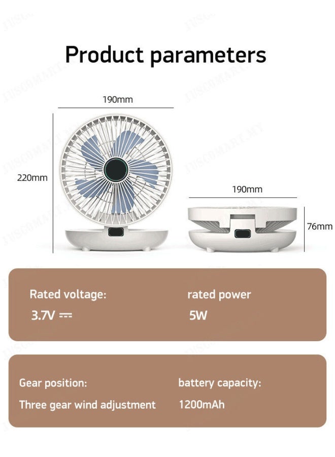 ج ت س آ ل مروحة PowerFan الذكية للاستخدام المكتبي والمطبخ – اهتزاز تلقائي 120°، 3 سرعات، قابل للتركيب على الحائط وخفيفة، محرك DC هادئ، ومزودة بوصل USB - Image 2