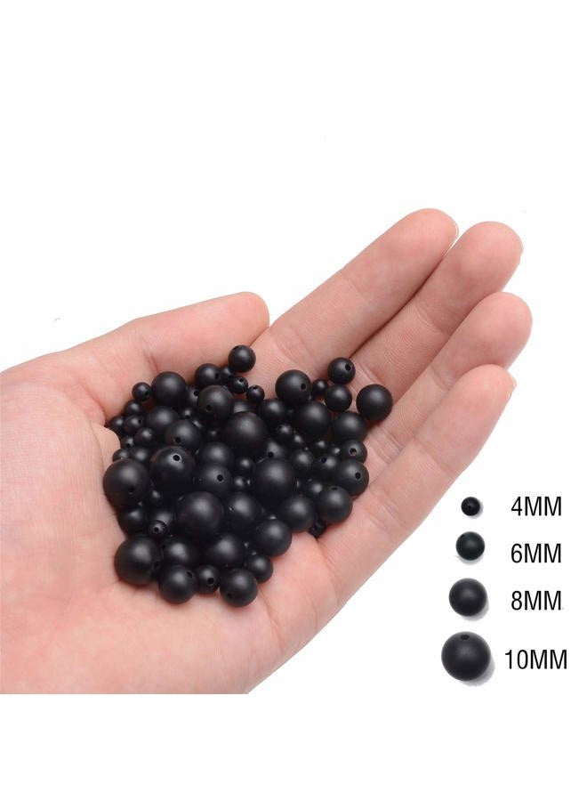 NCB Black Matte Onyx Beads 100pcs 6mm Round Gemstone Beads Spacer Charm Beads Natural Stone Loose Beads for Bracelet Necklace Jewelry Making 4mm 6mm 8mm 10mm (Matte Black Onyx, 6mm 100pcs) - Image 3