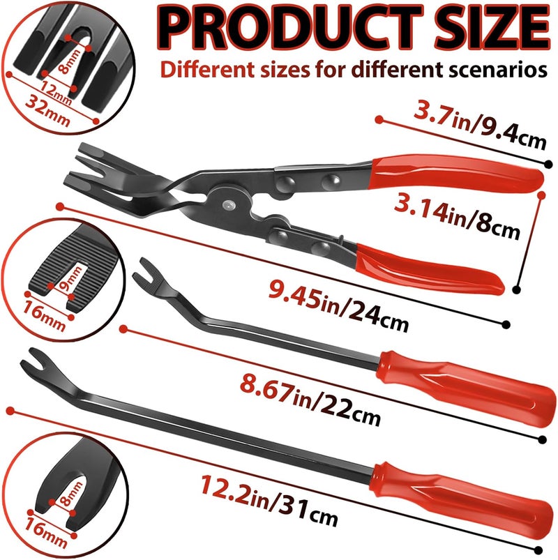 Keze 3 Pcs Auto Clip Pliers Set and Fastener Remover,Car Trim Rivet Removal Pry Tool Repair Kit with Storage Bag for Automotive Door Panel,Upholstery,Dashboard,Plastic Fasteners - Image 3