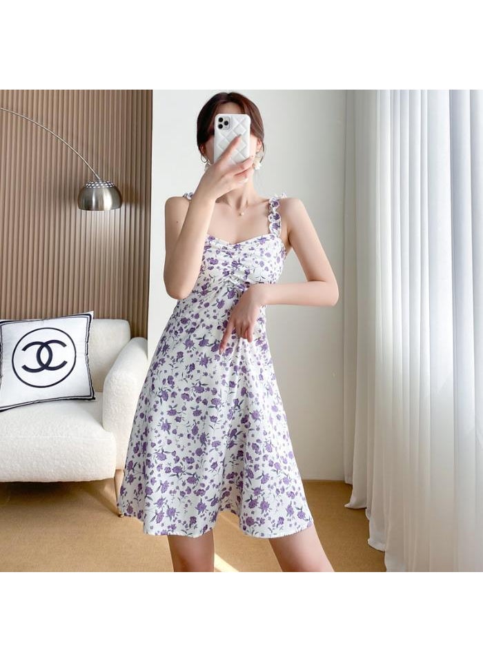 Generic - 2023 French Style Fresh Floral Tank Dress Waist-Fitted Summer Sweet First Love Fairy Womens Skirt Petite Suspender skirt - Image 1