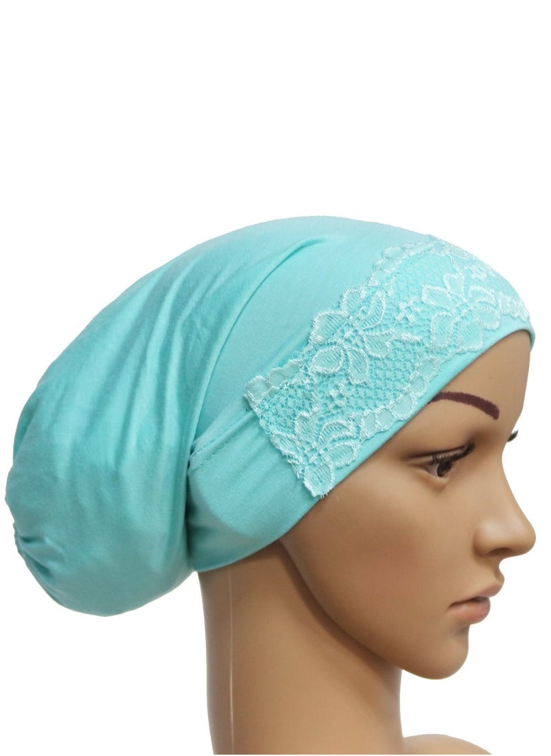 Loquat - Women's Solid Color Stretch Lace Inner Tube Hijab Sky Blue - Image 1