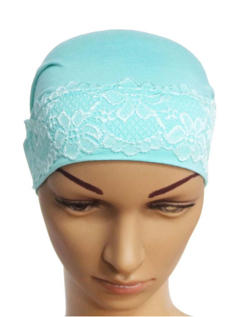 Loquat - Women's Solid Color Stretch Lace Inner Tube Hijab Sky Blue - Image 1