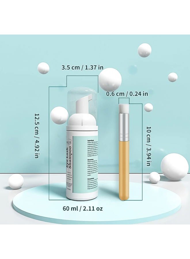SVECKE Eyelash Extension Shampoo & Brush Lash Eyelid Foam Cleanser Paraben & Sulfate Free 100% Safe for Natural Lashes Non-Irritating Perfect for Salon and Home Use 2 fl.oz - Image 5