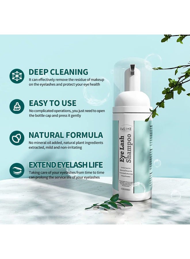 SVECKE Eyelash Extension Shampoo & Brush Lash Eyelid Foam Cleanser Paraben & Sulfate Free 100% Safe for Natural Lashes Non-Irritating Perfect for Salon and Home Use 2 fl.oz - Image 2