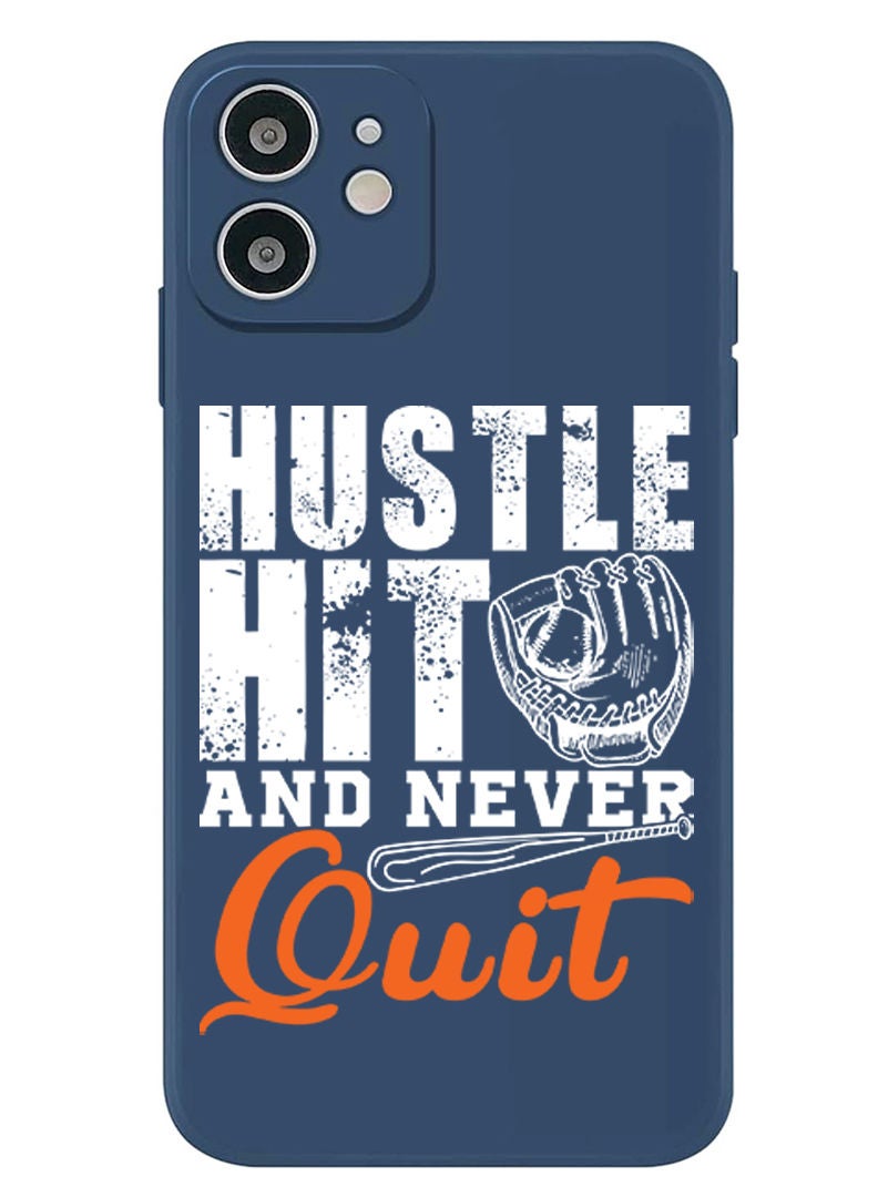 Theodor Protective Slim Fit Case Liquid Silicone Cover with Full Body Protection Anti-Scratch Shockproof Case For iPhone 12 Blue  - Hustle hit and never quit copy - Image 1