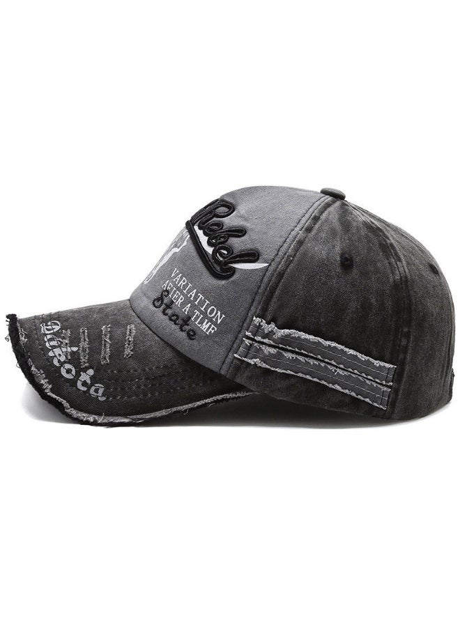 Soft Vintage Embroidered Baseball Cap grey - Image 4