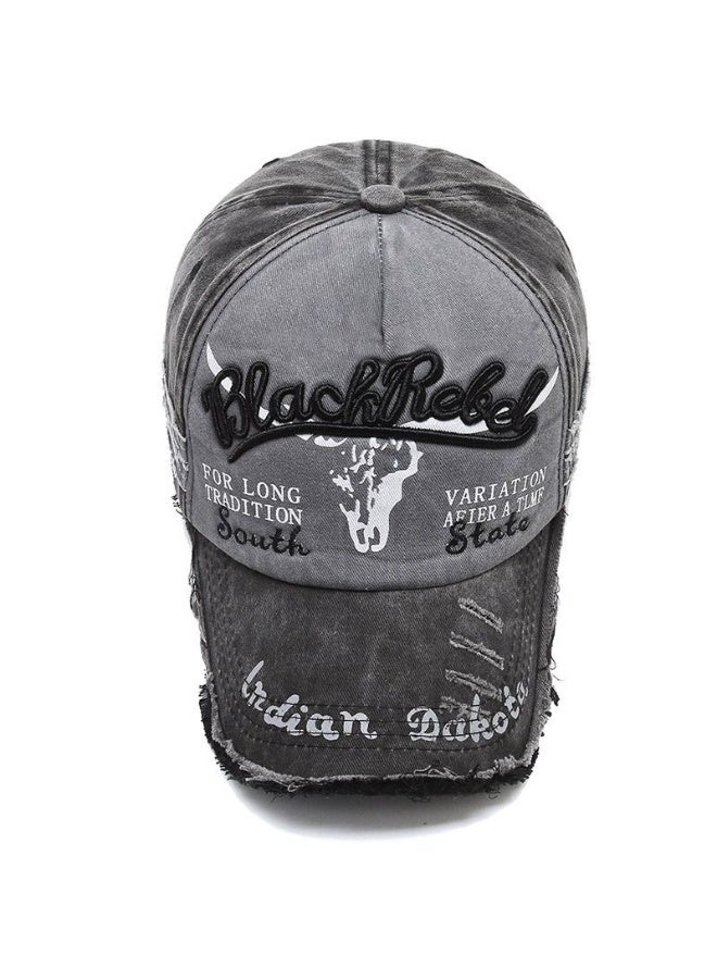 Soft Vintage Embroidered Baseball Cap grey - Image 2