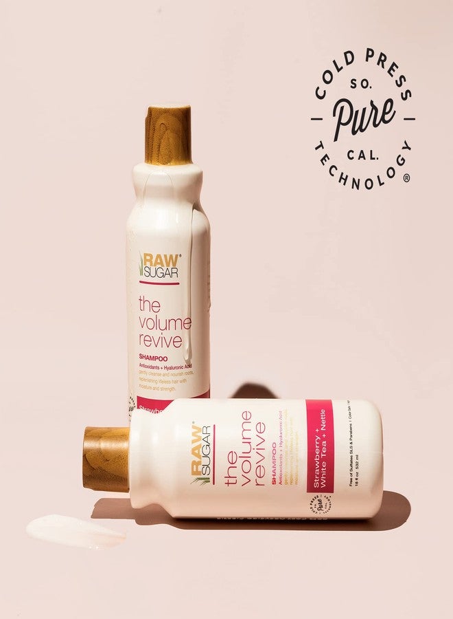 RAW SUGAR Volume Revive Shampoo. Antioxidants + Hyaluronic Acid. Strawberry + White Tea + Nettle. 18 Fl Oz Bottle - Image 3