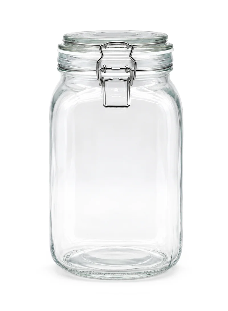 Cuisine Art Cuisine Art Glass Storage Jar with Clip Lid 1500 ml, Clear Glass Food Container with PP Sealing Ring, Clip Top Pantry Canister for Pasta, Rice, Cereal, Coffee, Grains & Dry Food, 11.5 x 20 cm