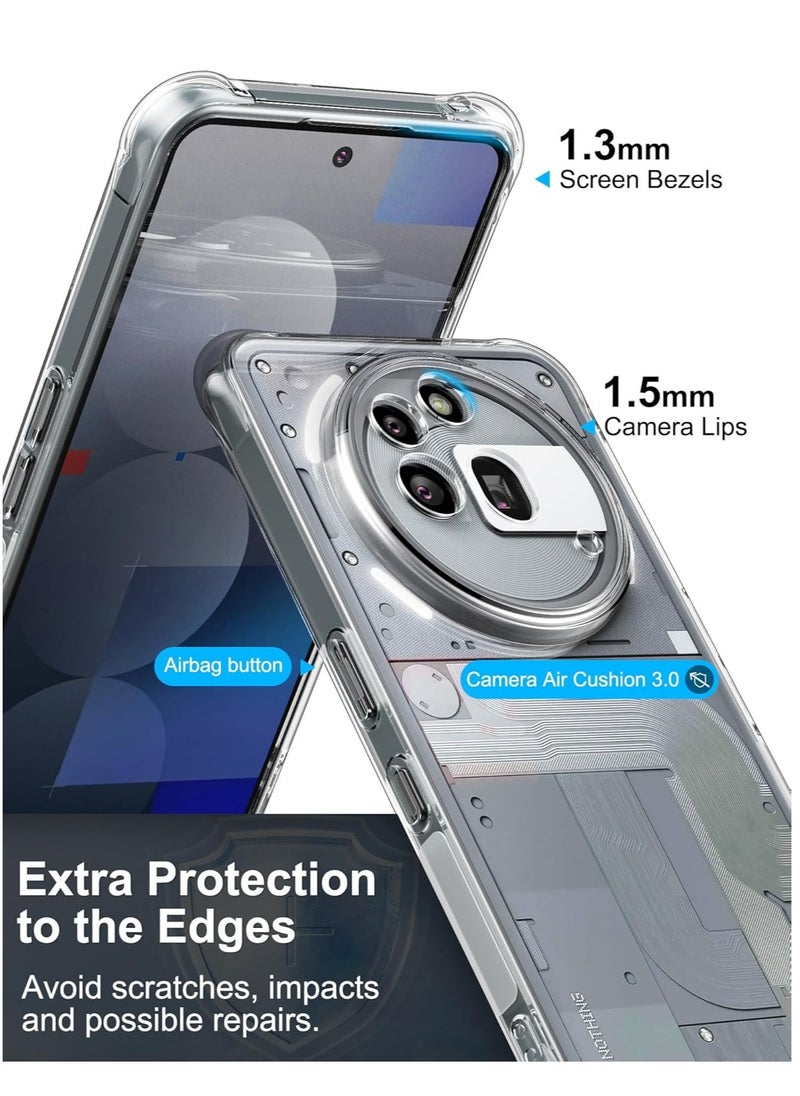 Houmt Nothing Phone 3a Pro Case Cover Soft Silicone Anti Yellowing Clear Case with 2-Pack Nothing Phone 3a Pro Screen Protector Tempered Glass Film High Transparency Anti-Scratch Glass For Nothing Phone 3a Pro  - Image 2