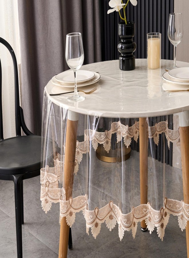 Pioggia غطاء طاولة شفاف من الفينيل، مقاوم للماء والزيوت، مصنوع من مادة PVC، غطاء طاولة شفاف (قطر 48 بوصة) - Image 2