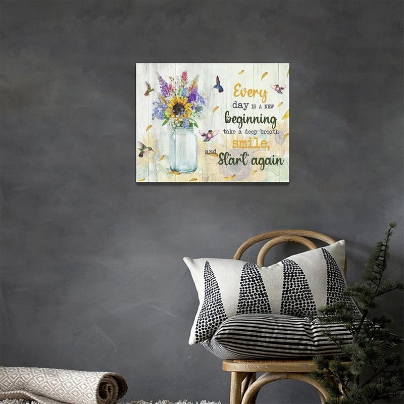 remzoke Sunflower and Hummingbird Canvas Wall Art - Image 4