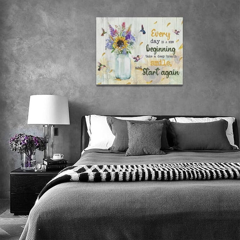 remzoke Sunflower and Hummingbird Canvas Wall Art - Image 5