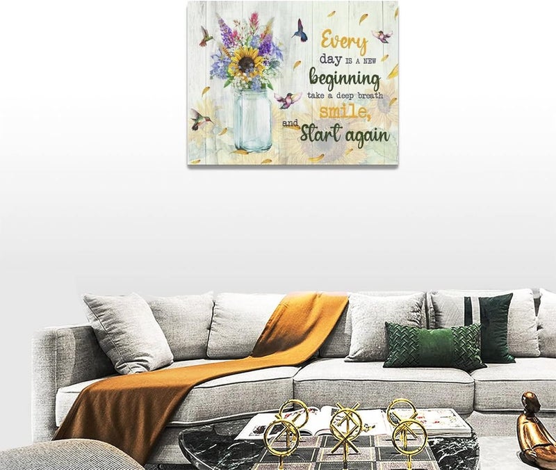 remzoke Sunflower and Hummingbird Canvas Wall Art - Image 3