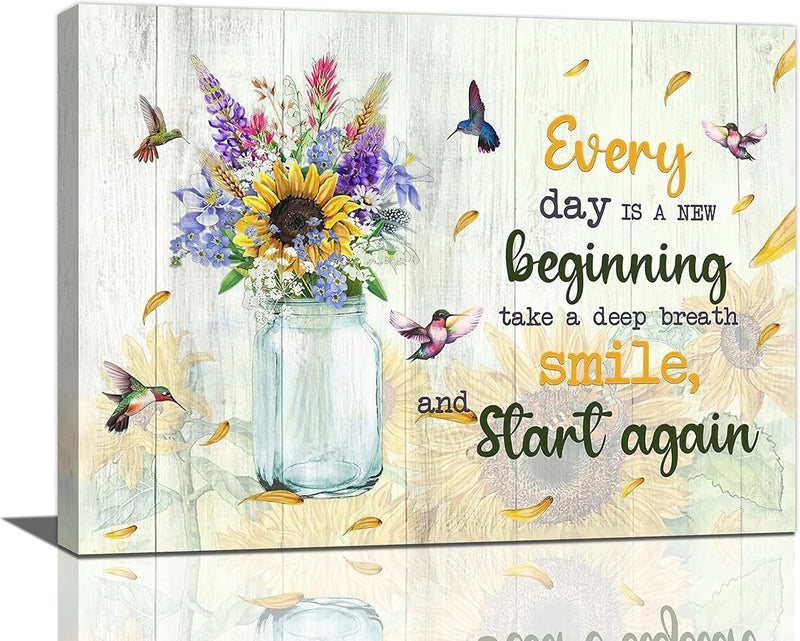 remzoke Sunflower and Hummingbird Canvas Wall Art - Image 1