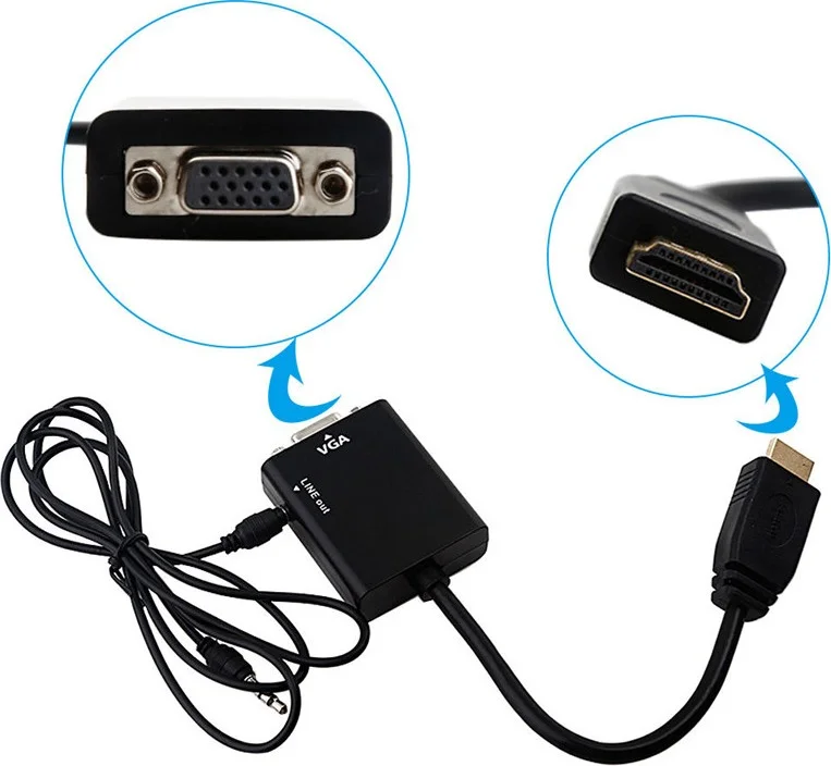 CONCORD C-845 HDMI To VGA Adapter (25CM) + Aux Cable (50CM)