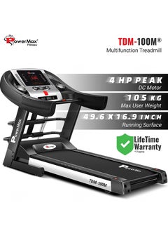 PowerMax Fitness Fitness Tdm-100M (4Hp Peak) Multi-Function Treadmill For Home Use With Massager 【Max User Wt. 105Kg | 6 Level Incline | Top Speed:14.8 Km/Hr | Spring Resistance】  - Image 2