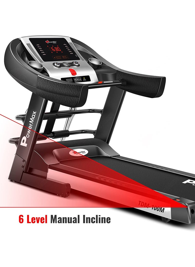 باورماكس فيتنيس - جهاز المشي متعدد الوظائف PowerMax Fitness TDM-100M (4HP Peak) للاستخدام المنزلي مع جهاز تدليك 【الحد الأقصى لوزن المستخدم 105 كجم | انحدار 6 مستويات | السرعة القصوى: 14.8 كم/ساعة | مقاومة الزنبرك】 - Image 1