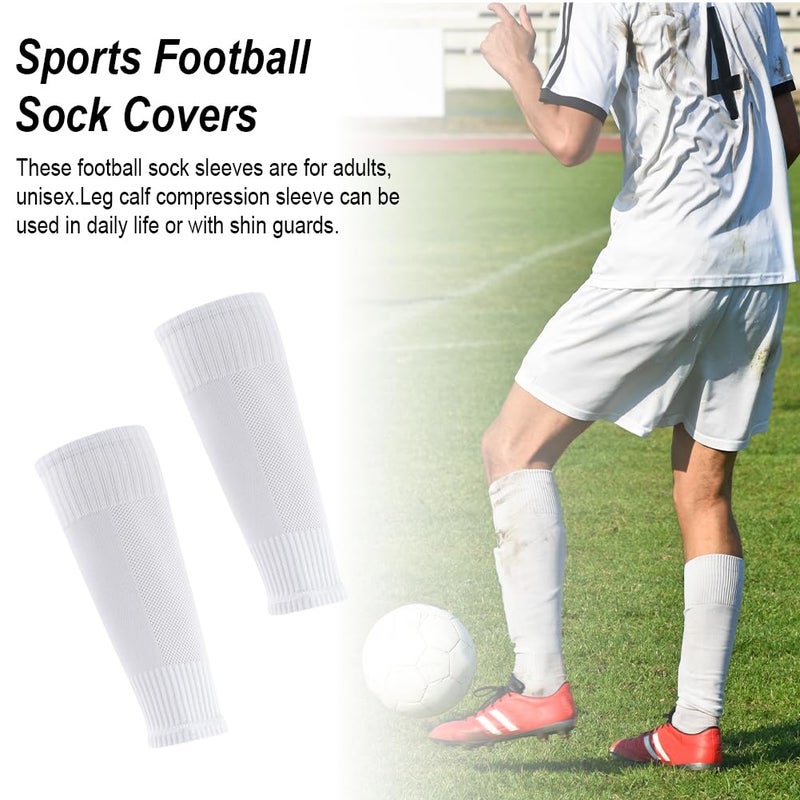 Ukontagood 4 Pairs Leg Sleeves for Soccer Socks, Shin Guard Sleeves to Accompany Anti-Slip Socks, Soccer Sleeve Socks for Youth Adults (White+Black) - Image 2