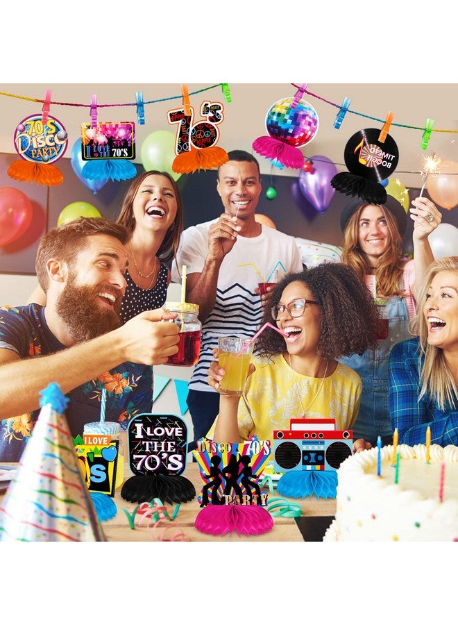 TaoBary 9 قطع زينة حفلات السبعينات مراكز مائدة على شكل خلية نحل زينة حفلات الديسكو الملونة زينة كعكة ديسكو لمراكز السبعينات حفلة عيد ميلاد بموضوع السبعينات زينة حفلات موسيقية زينة طاولات ريترو - Image 5
