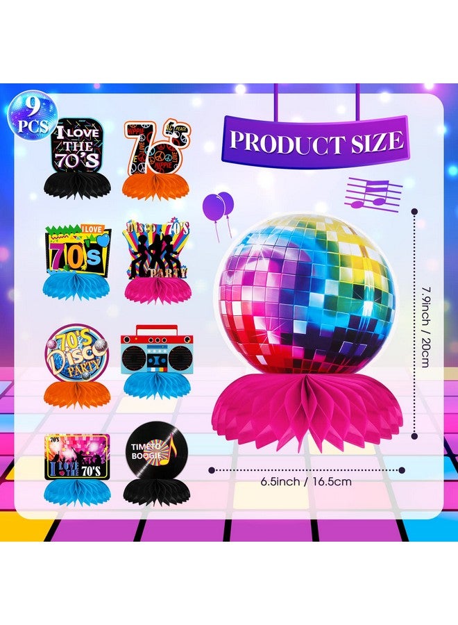 TaoBary 9 قطع زينة حفلات السبعينات مراكز مائدة على شكل خلية نحل زينة حفلات الديسكو الملونة زينة كعكة ديسكو لمراكز السبعينات حفلة عيد ميلاد بموضوع السبعينات زينة حفلات موسيقية زينة طاولات ريترو - Image 2