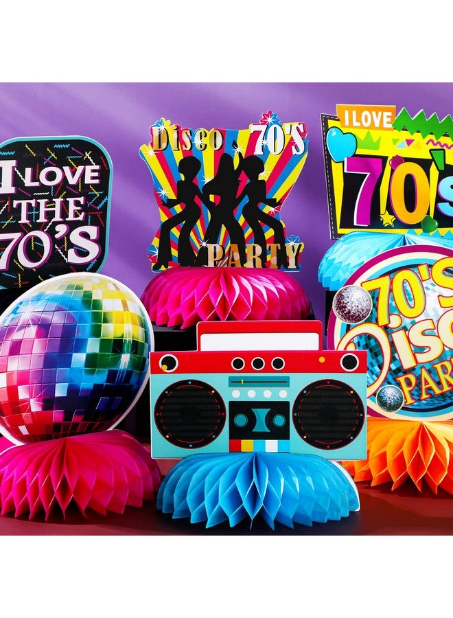 TaoBary 9 قطع زينة حفلات السبعينات مراكز مائدة على شكل خلية نحل زينة حفلات الديسكو الملونة زينة كعكة ديسكو لمراكز السبعينات حفلة عيد ميلاد بموضوع السبعينات زينة حفلات موسيقية زينة طاولات ريترو - Image 3