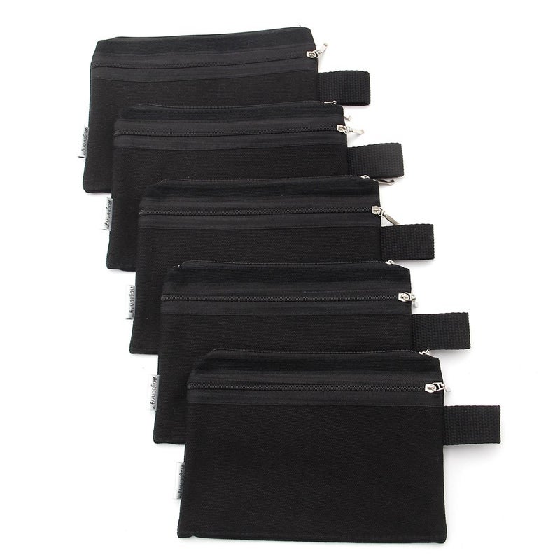Augbunny 100 Cotton 16oz Canvas Zipper Makeup Pouch Coin Purse Cellphone Purse PenPencil Case 5pack