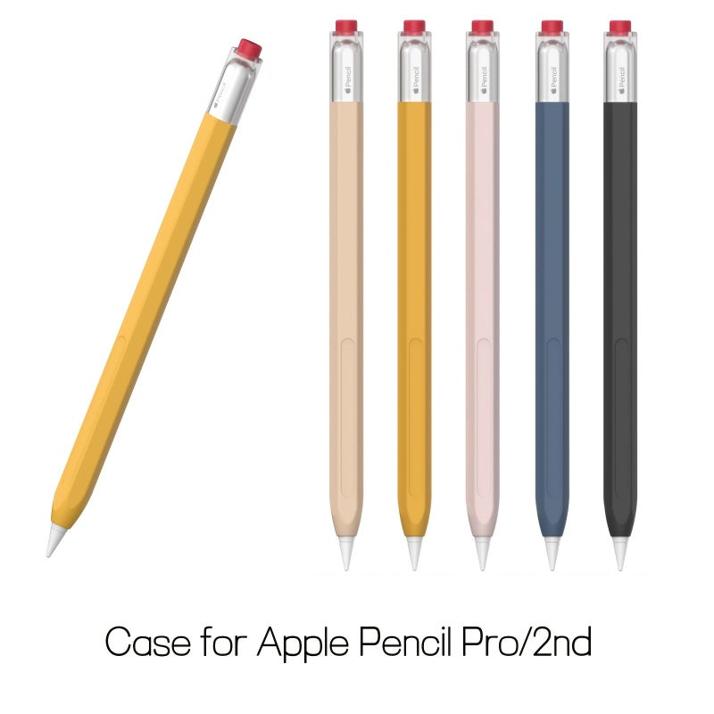 حافظة صفراء لـ Apple Pencil Pro و Apple Pencil الجيل الثاني مع شحن مغناطيسي ودعم النقر المزدوج والضغط واللمس الاهتزازي - Image 1