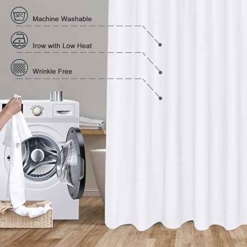 EurCross Extra Wide Fabric Shower Curtain Liner 96W x 72L, Waterproof Medium Weight White Cloth Shower Curtain for Bathroom, Weighted Bottom Machine Washable - Image 5