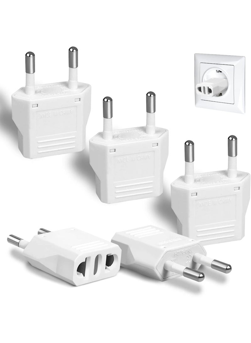 6 حزمة محول التوصيل الأوروبي, الولايات المتحدة إلى أوروبا محول التوصيل, المحول الأوروبي نوع C محول التوصيل, محول السفر أوروبا, محول الطاقة (أبيض) محول الطاقة (أبيض) - Image 1