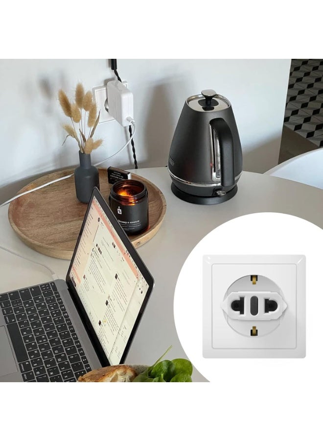 6 حزمة محول التوصيل الأوروبي, الولايات المتحدة إلى أوروبا محول التوصيل, المحول الأوروبي نوع C محول التوصيل, محول السفر أوروبا, محول الطاقة (أبيض) محول الطاقة (أبيض) - Image 5