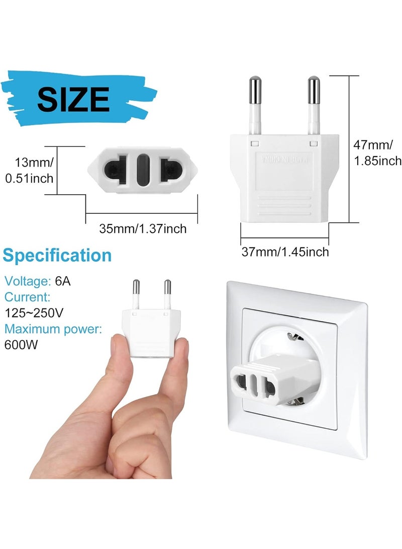 6 حزمة محول التوصيل الأوروبي, الولايات المتحدة إلى أوروبا محول التوصيل, المحول الأوروبي نوع C محول التوصيل, محول السفر أوروبا, محول الطاقة (أبيض) محول الطاقة (أبيض) - Image 4