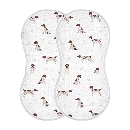 YYZZH German Shorthaired Pointer Muslin Burp Cloths for Baby 2 Pack 100 Cotton Baby Washcloths Bibs for Boy Girl - Image 1