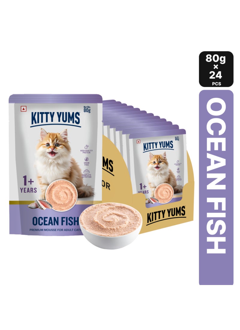 Kitty Yums Ocean Fish Mousse Kitten 80gm – Pack of 24 - Image 1