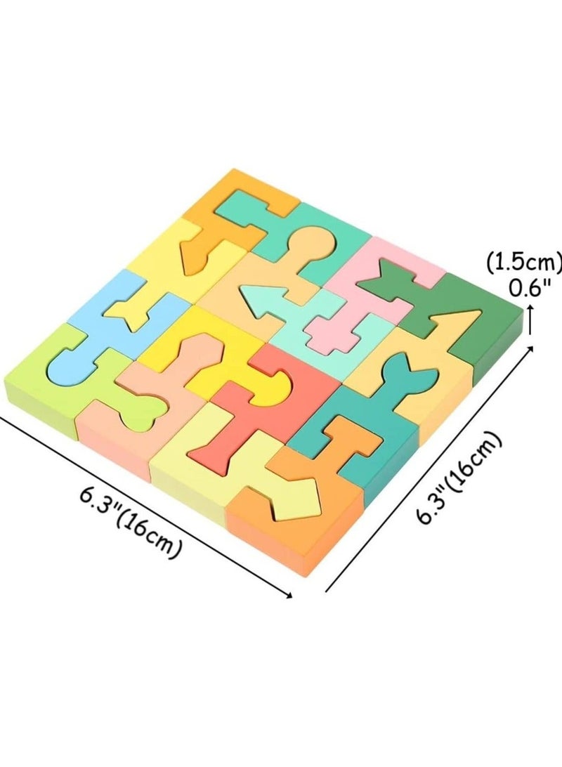 نيبمينينت Wooden Shapes Puzzles Blocks, Jigsaw 3D Logic IQ Game Shape Sorter, Geometric Brain Montessori Toys, Preschool STEM Educational Learning Gift, for 3 4 5 6 Year Old Toddlers Kids Boys Girls - Image 4