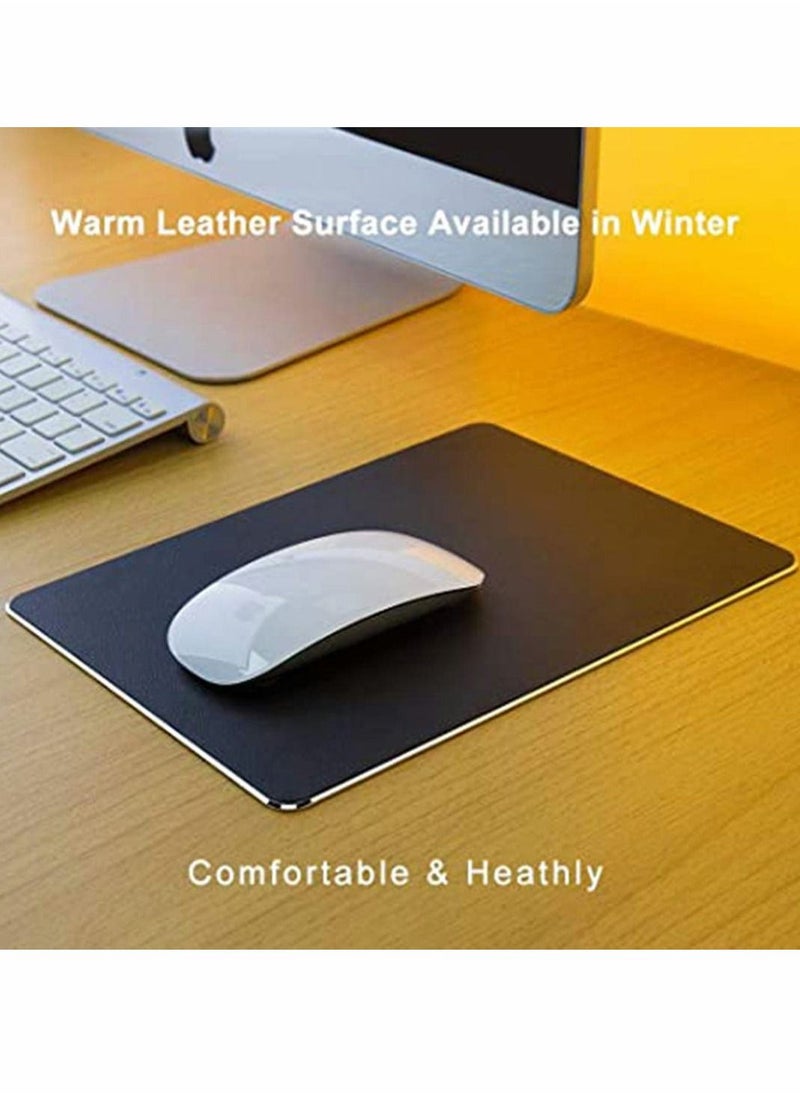 SYOSI - Metal Aluminum Mouse Pad, Smooth Ultra-Thin Hard Mouse pad for Office and Games, Double-Sided Waterproof, Fast and Precise Control of Laptop, Computer and Personal Computer Mouse pad (Silver) - Image 1