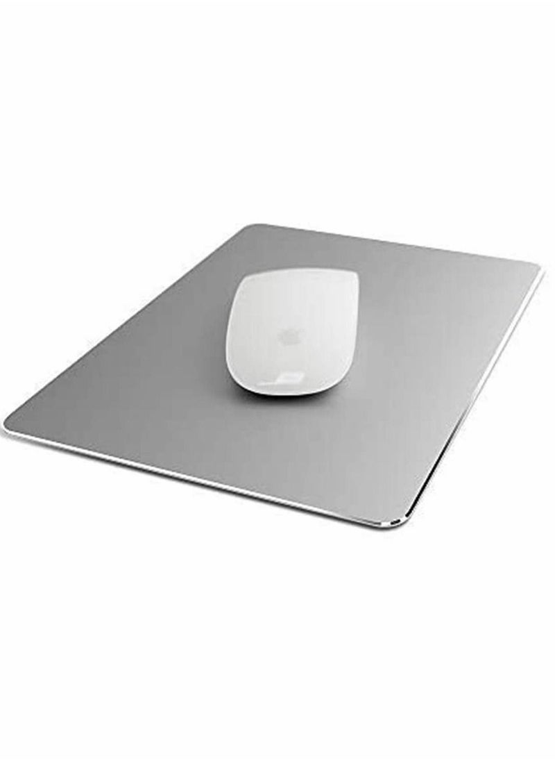SYOSI - Metal Aluminum Mouse Pad, Smooth Ultra-Thin Hard Mouse pad for Office and Games, Double-Sided Waterproof, Fast and Precise Control of Laptop, Computer and Personal Computer Mouse pad (Silver) - Image 1