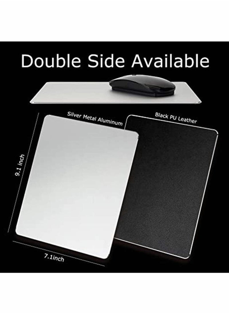 SYOSI - Metal Aluminum Mouse Pad, Smooth Ultra-Thin Hard Mouse pad for Office and Games, Double-Sided Waterproof, Fast and Precise Control of Laptop, Computer and Personal Computer Mouse pad (Silver) - Image 1