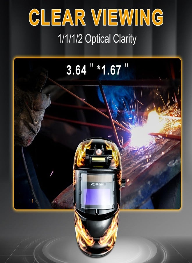TRQWH Welding Hood Auto Darkening Welding Helmet with Light True Color 1/1/1/2 Top Optical Clarity Wide Shade 9-13 Welding Mask with Welding Gloves (KTS-HD104) - Image 4